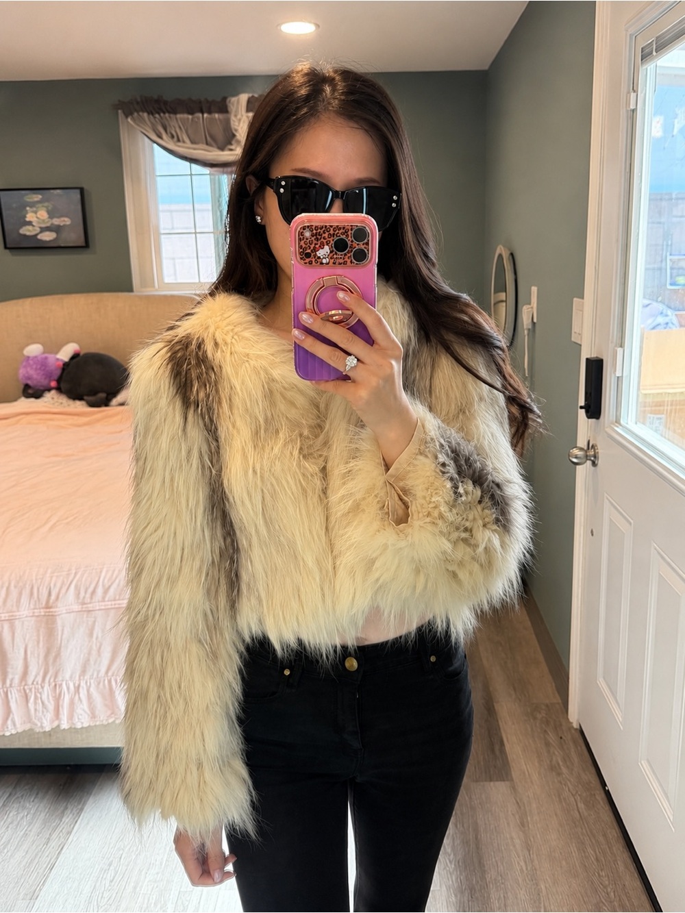 Genuine Ivory Cross Fox Fur Cropped Knitted Jacket XS/S - Picture 6 of 9